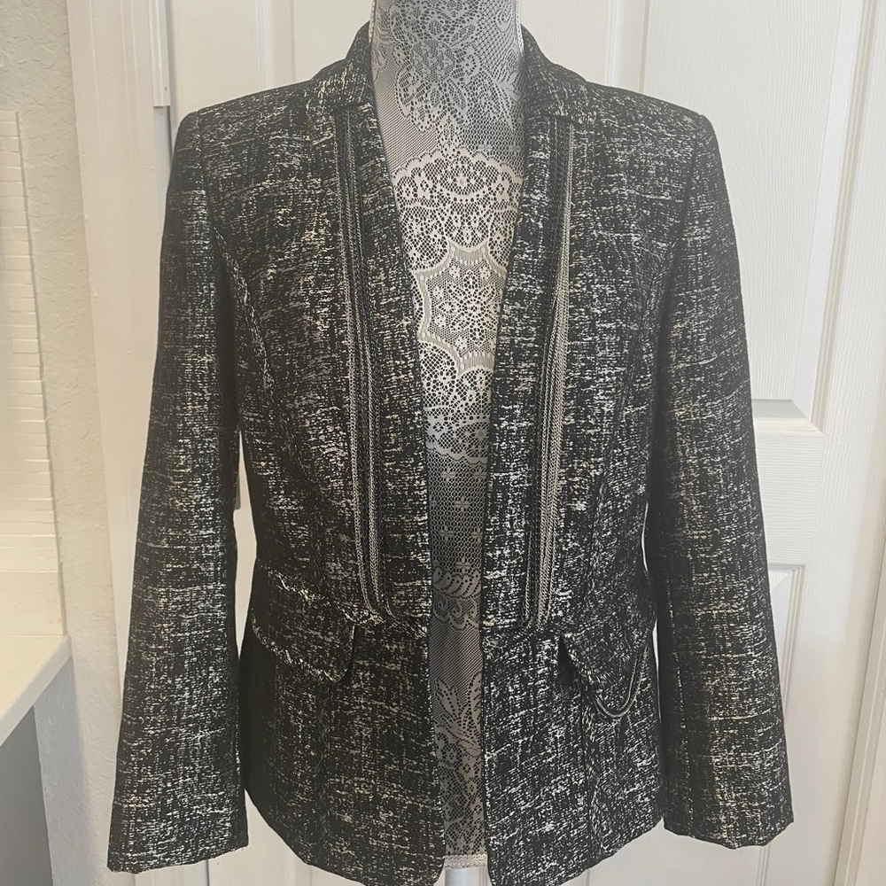 CACHE BLACK & SILVER CHAIN BLAZER BRAND NEW SZ 8